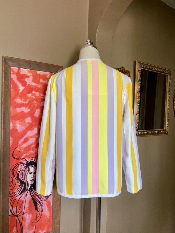 Vintage 70s Neon Rainbow Striped Russ Blazer / 70… - image 6