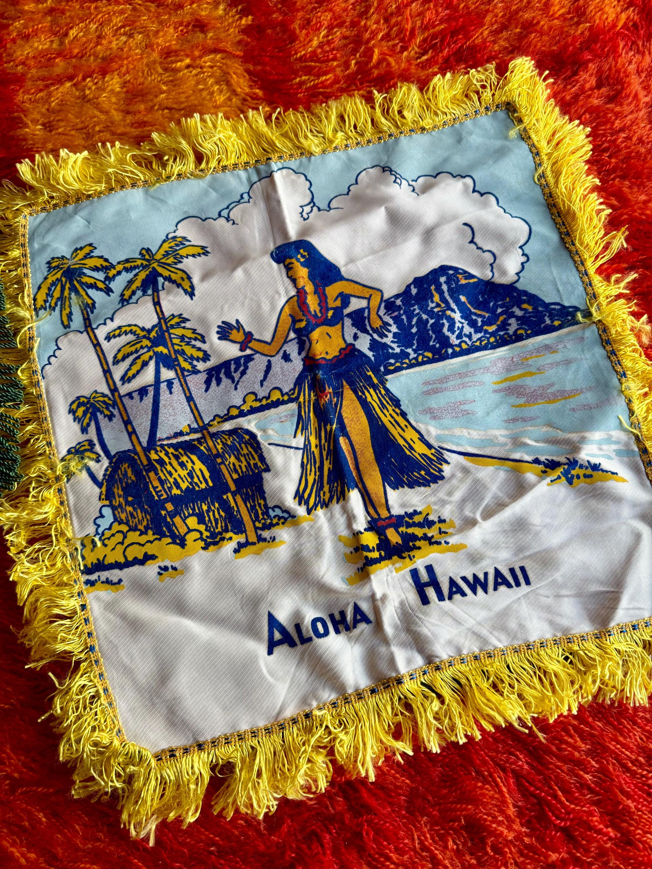 Vintage 40s Souvenir Silk Fringed Pillow Covers / Vintage 40s Silk