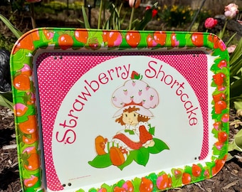 Vintage 80s Strawberry Shortcake Metal TV Lap Tray / Vintage Strawberry Shortcake Folding TV Tray / Vintage Strawberry Shortcake Tray