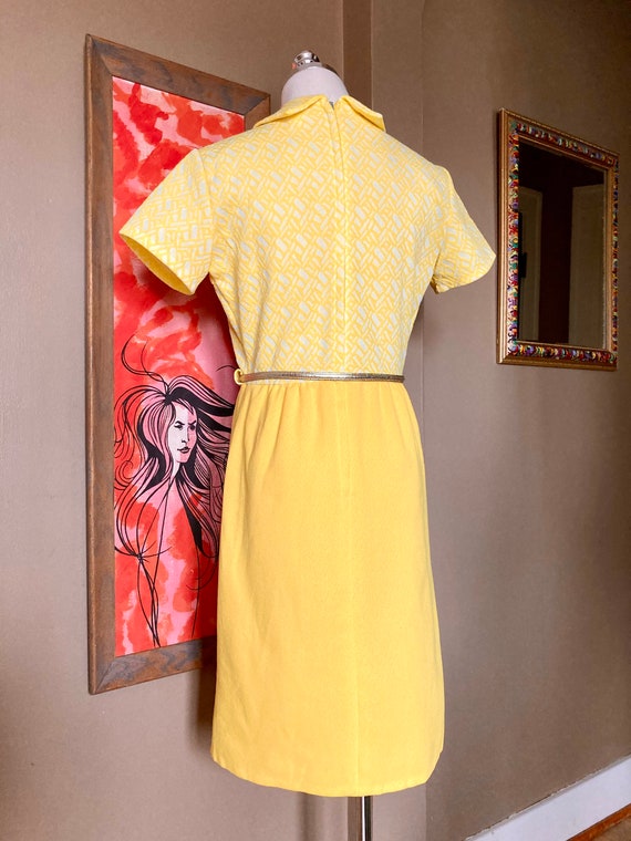 Vintage 60s Mod Yellow Shirt Dress / Vintage 60s … - image 4