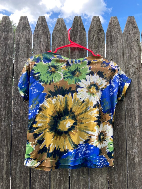 Vintage 50s Floral Blouse / Vintage 50s Flower Blo