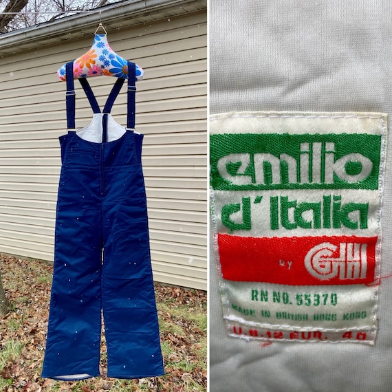 Vintage 70s Blue Snow Pants Overalls Skisuit / Vi… - image 2