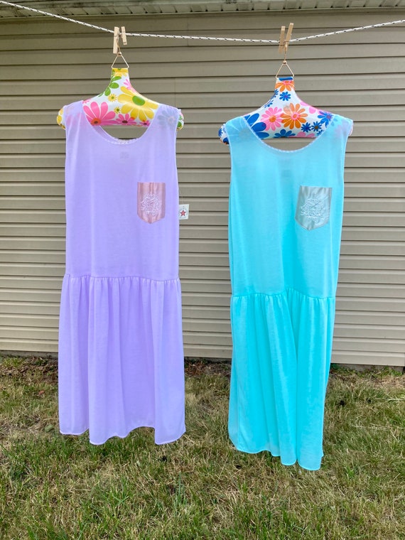 YOU PICK / Vintage Drop Waist Sedu' Summer Lounge Dresses / Vintage Purple Summer Dress / Vintage Aqua Summer Dress / Vintage Lounge Dress