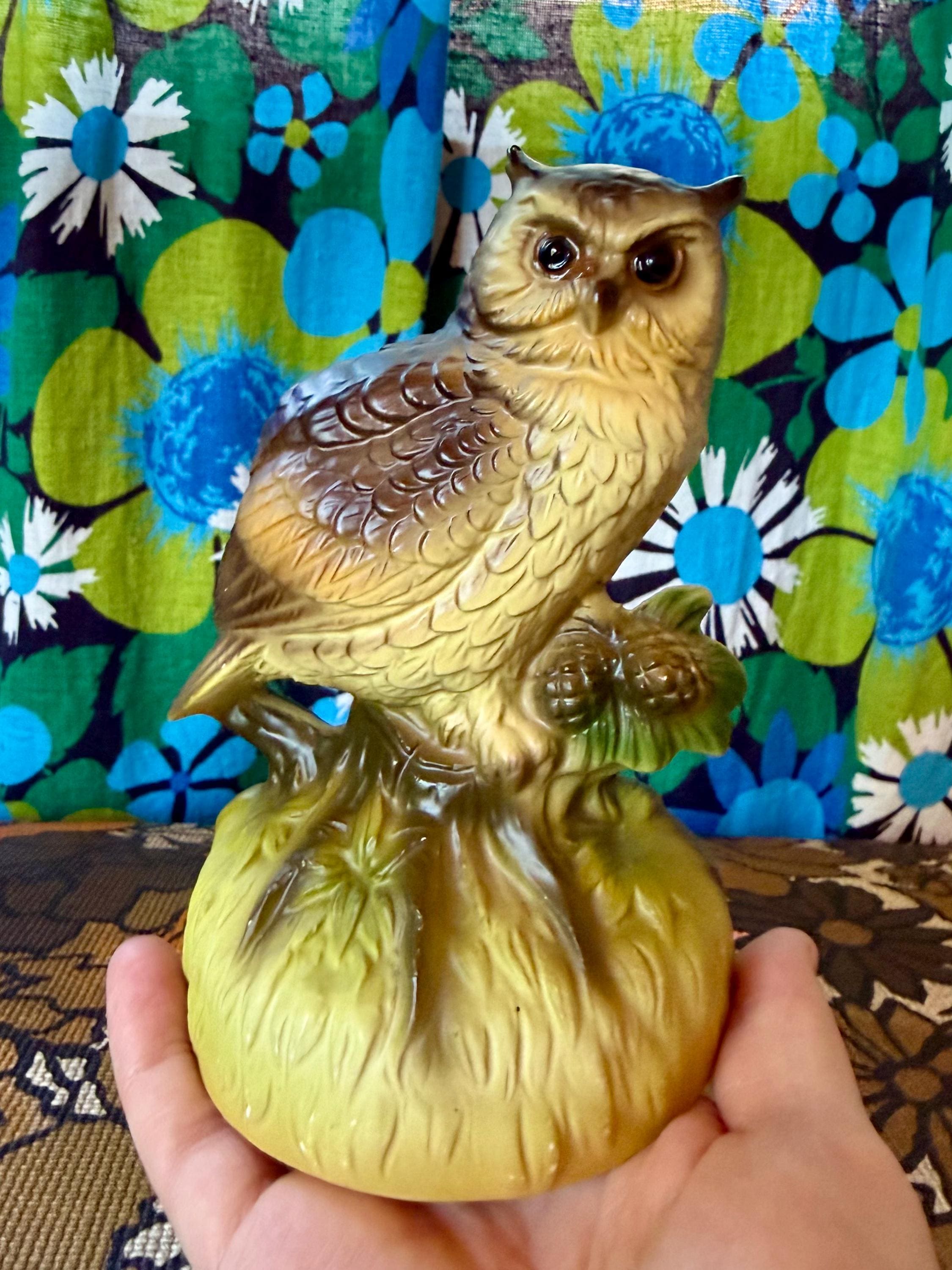 Vintage 70s Chadwick Miller Ceramic Owl Rotating Music Box / Vintage Ceramic Owl Revolving Music Box