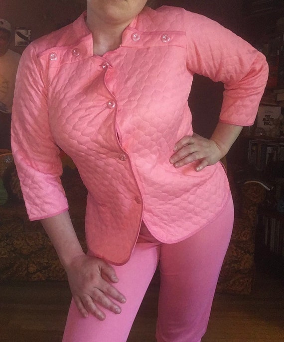 Vintage 60s Pink Pajamas / 60s Pink Venus Form Paj