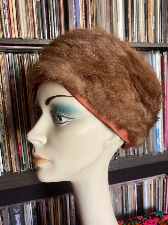 Vintage 60s Winkelman’s Mink & Satin Fur Hat / 60… - image 2