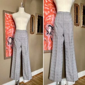 Vintage 60s Houndstooth Plaid Glenbrooke Pants / Vintage 60s Plaid Pants / Vintage Houndstooth Pants 29X28