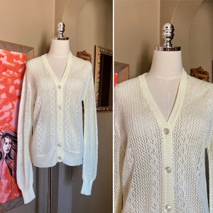 FADED GLORY White Knit Open Front Cardigan US Size Small S 4 6 Etsy