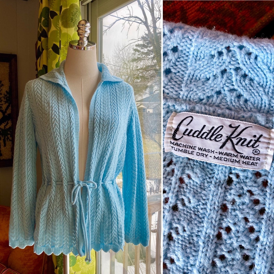 80’s/90’s Baby Blue Wool Knit Open Front Cardigan main image 1