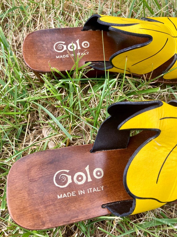 Vintage 60s Yellow Golo Butterfly Sandals / Vinta… - image 3