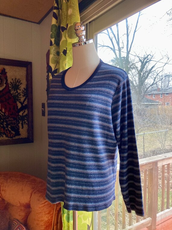 Vintage 90s Blue Striped Xhilaration Shirt / Vint… - image 6