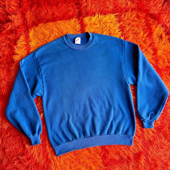 Vintage 80s/90s Blue Jerzees Sweatshirt / Vintage Blue Raglan Sweatshirt / Vintage Blue Pullover Sweatshirt L