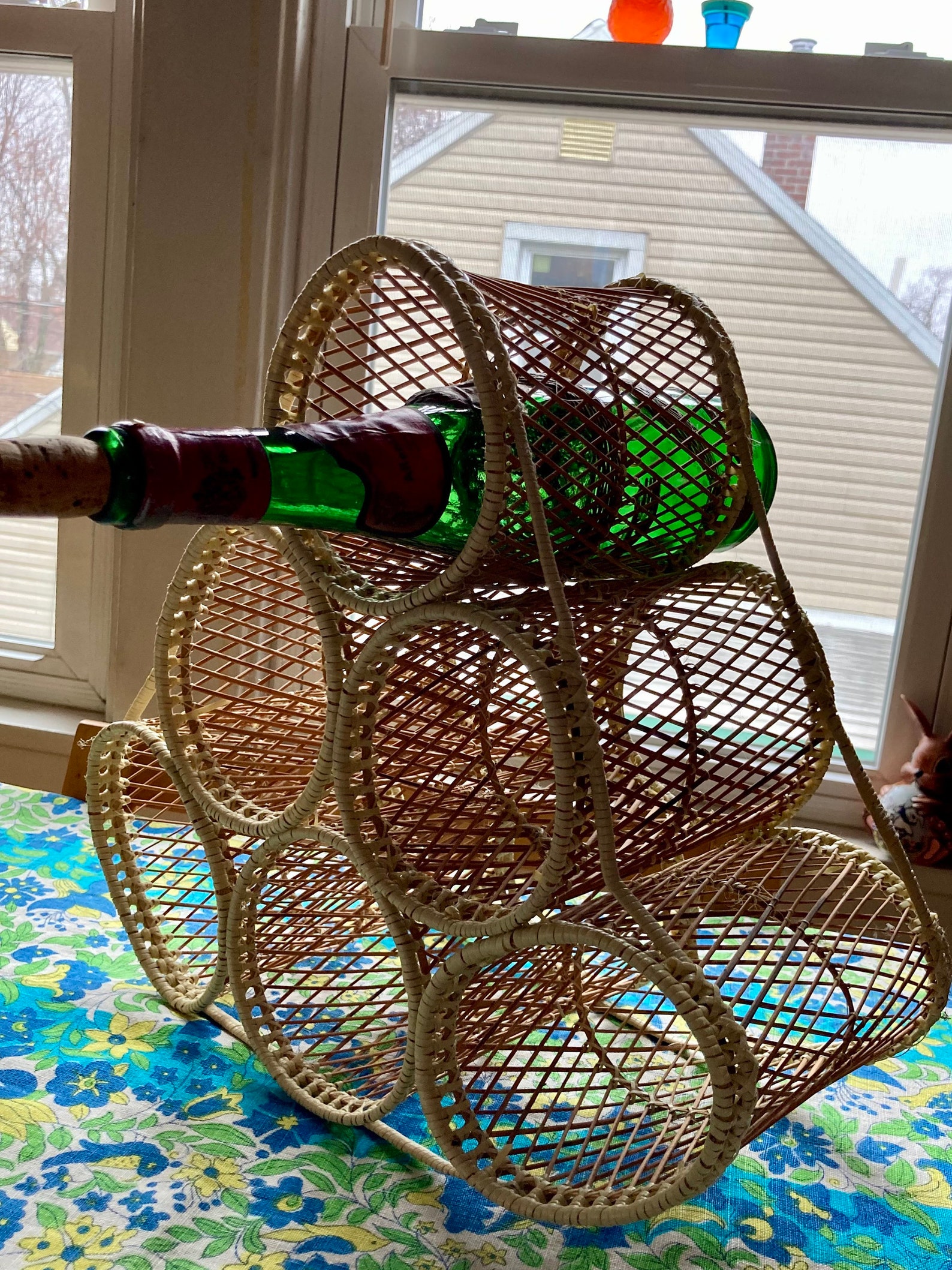 Vintage Wicker Rattan Wine Rack / Vintage Wicker Rattan Wine Etsy