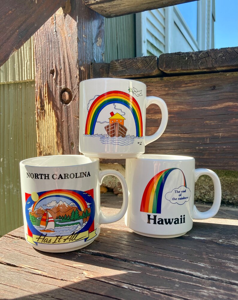 YOU PICK / Vintage Rainbow Mug / Vintage Hawaii Rainbow Mug / Vintage North Carolina Rainbow Mug / Vintage Rainbow Boat Mug bild 7