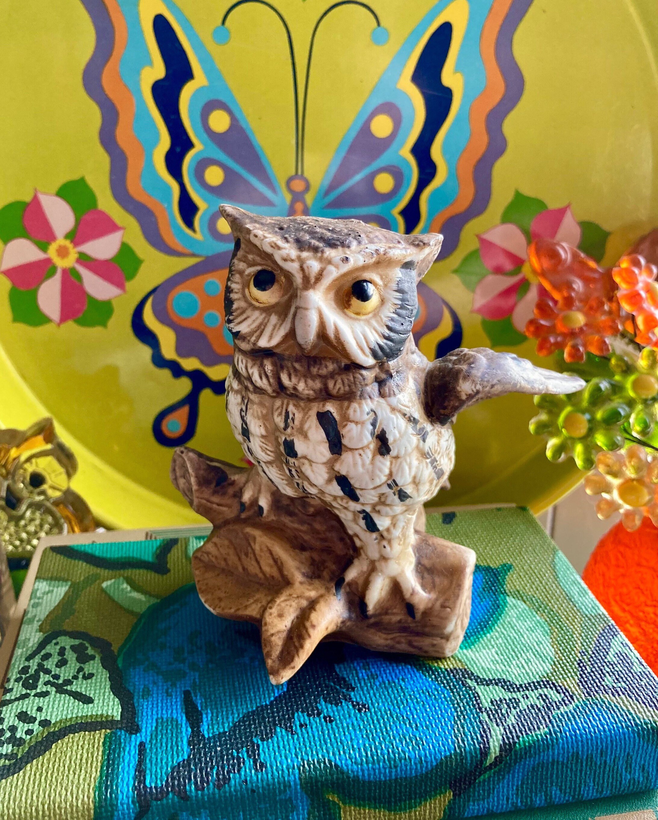 Vintage 70s Homco Owl Figurine / 70s Porcelain Owl Figurine / Vintage 70s Owl Figurine / 70s Ceramic