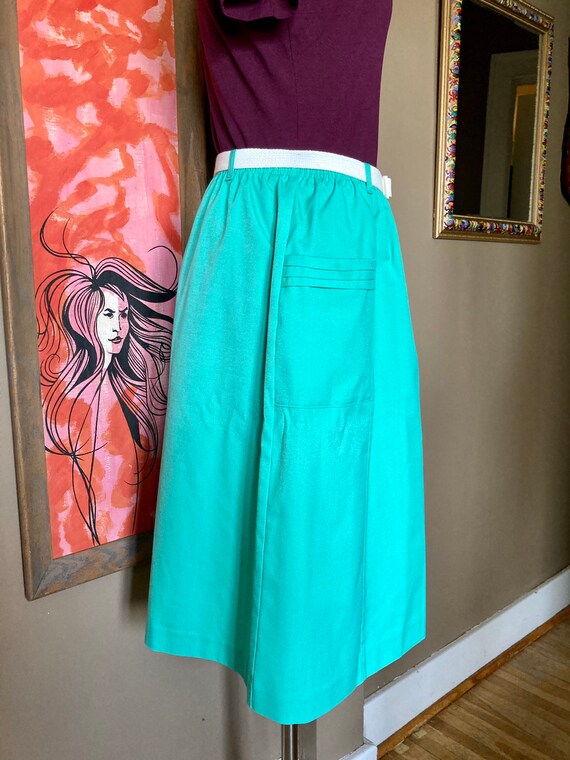 Vintage 80s White Stag Aqua Belted Skirt / Vintag… - image 6