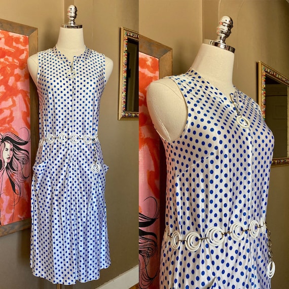 Vintage 60s Ultra Mod Polka Dot Shift Dress / 60s 