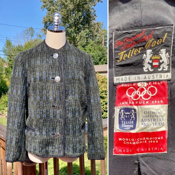 Vintage 60s Green & Black Austrian Ski Team Olympic Games Wool