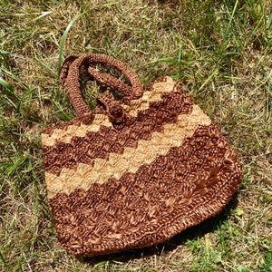Vintage 60s/70s Brown Chevron Woven Raffia Purse / Vintage Woven Raffia Purse / Vintage Straw Handbag / Vintage Raffia Handbag
