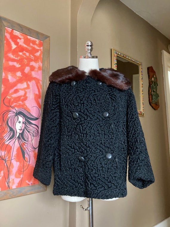Vintage 50s Lambswool Cropped Jacket With Rabbit F