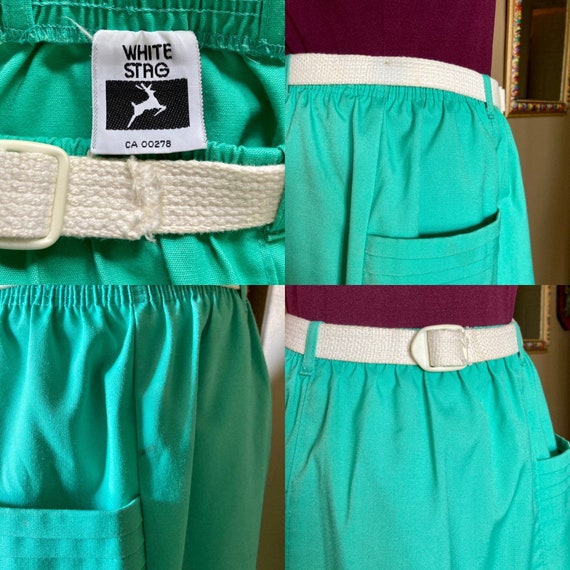 Vintage 80s White Stag Aqua Belted Skirt / Vintag… - image 4