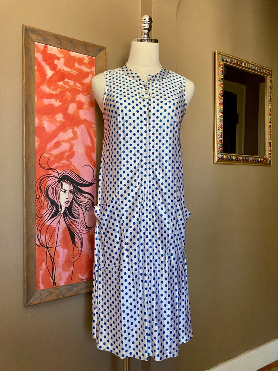 Vintage 60s Ultra Mod Polka Dot Shift Dress / 60s… - image 4