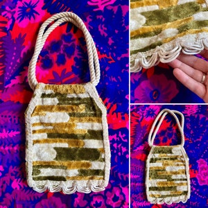 Vintage 60s Abstract Chenille Tapestry Carpet Bag / Vintage Tapestry Bag / Vintage 60s Carpet Purse / Vintage 60s Tapestry Purse