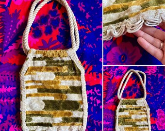 Vintage 60s Abstract Chenille Tapestry Carpet Bag / Vintage Tapestry Bag / Vintage 60s Carpet Purse / Vintage 60s Tapestry Purse