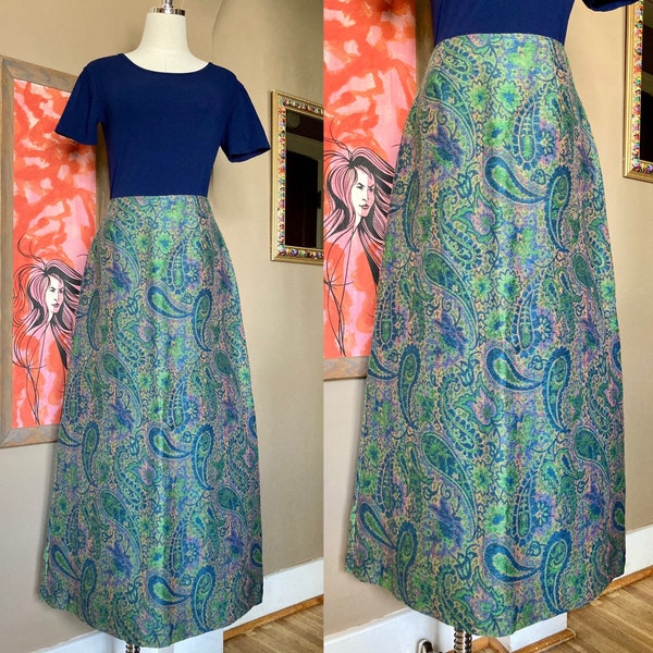 Vintage 60s Groovy Paisley Tapestry Maxi Skirt / Vintage 60s Tapestry Maxi Skirt / Vintage 60s Maxi Skirt