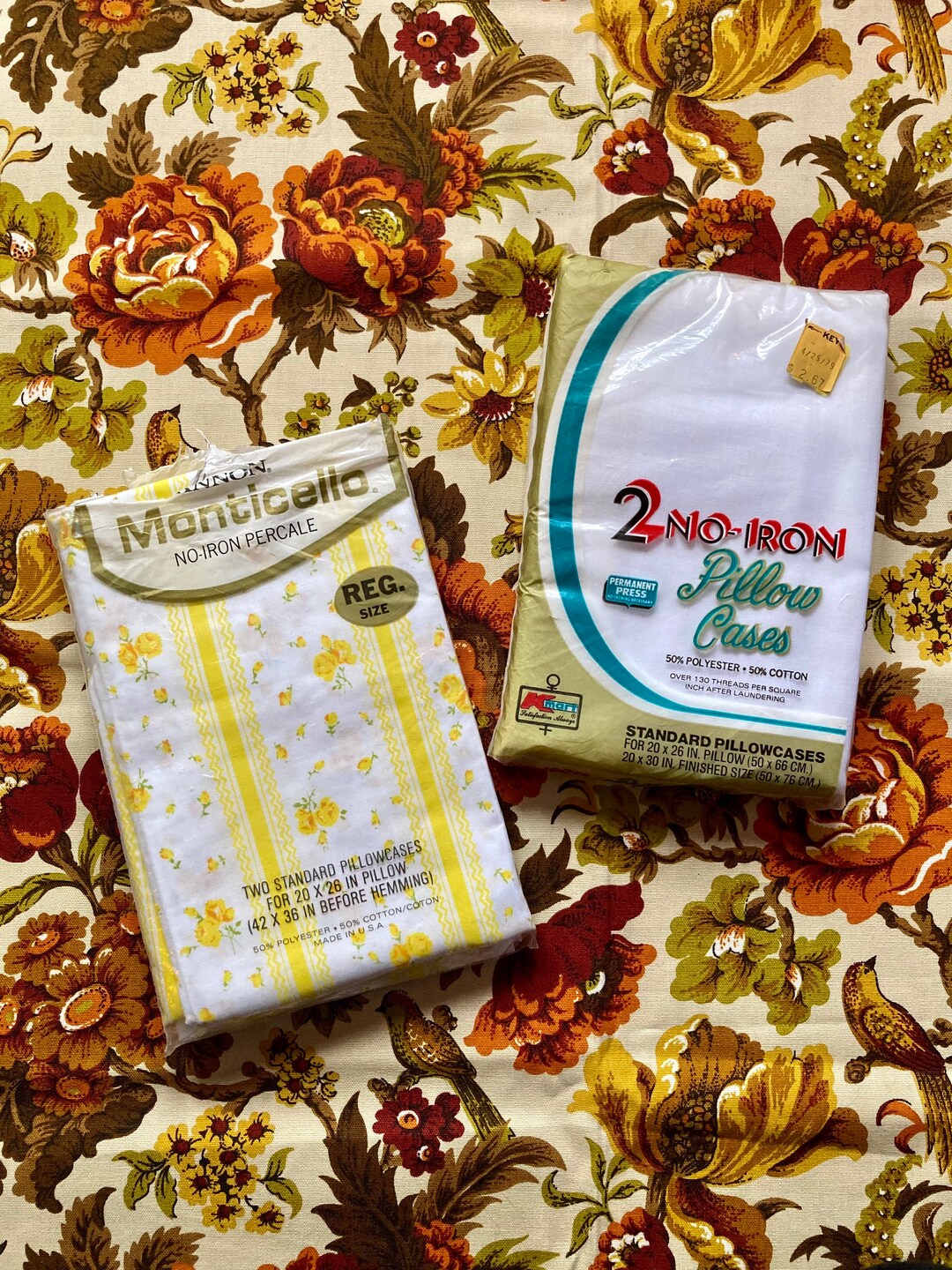 YOU PICK / Vintage NOS Floral Cannon Monticello Pillowcases / Vintage