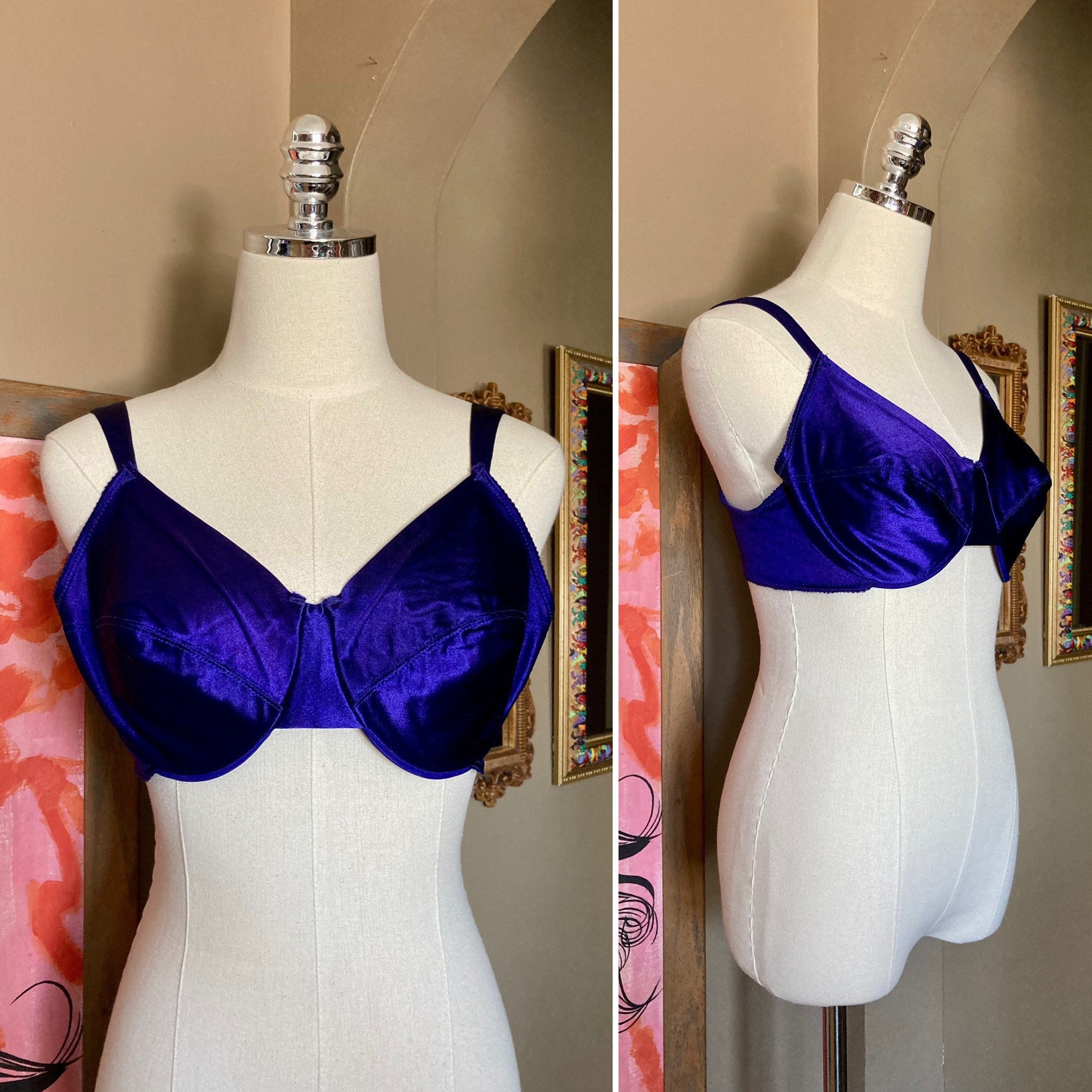 都内で Vintage 90s Sexy Deep Blue Satin Second Skin Bra / Vintage その他