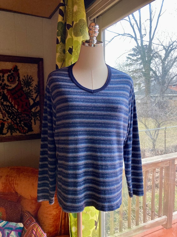 Vintage 90s Blue Striped Xhilaration Shirt / Vint… - image 2