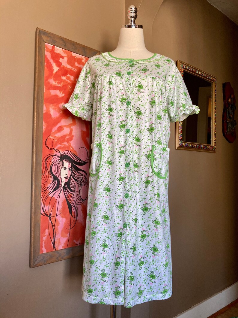 Vintage 80/90s Cottagecore Floral Nightgown / Vintage Green Floral Nightgown / Vintage Cottagecore Nightgown image 8