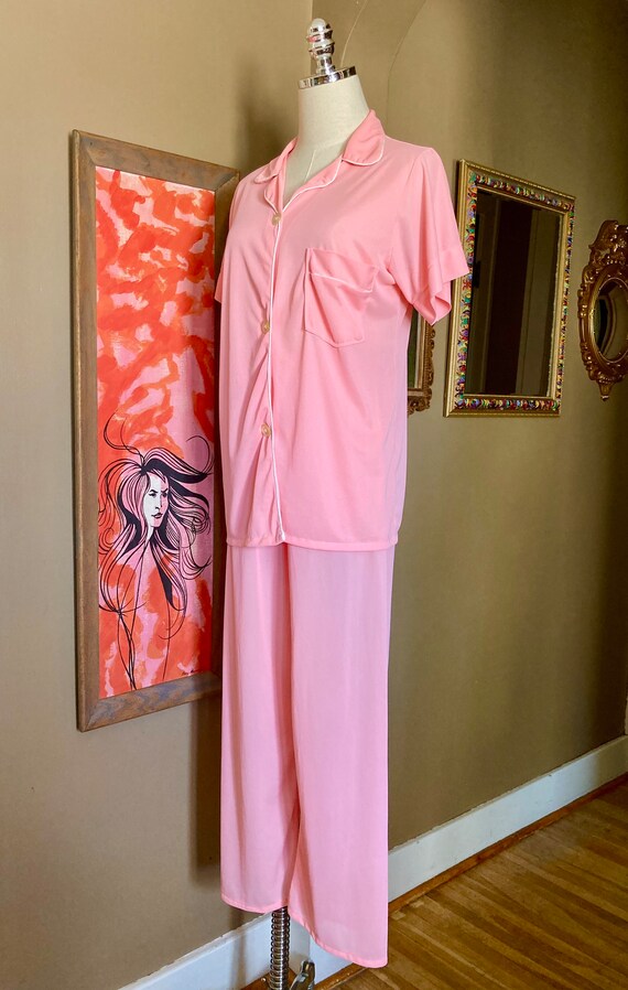 Vintage 60s Pink Nylon Kmart Pajama Set / 60s Pin… - image 8