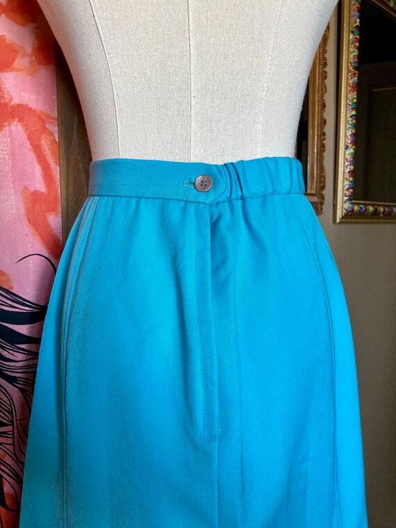 Vintage 70s Blue Pleated Midi Skirt / Vintage Blu… - image 8