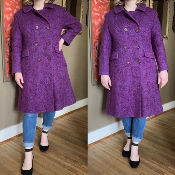 Vintage 60s Purple Tweed Coat / Vintage Purple Twe