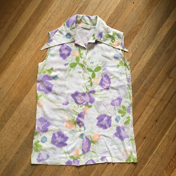Vintage 60s Extreme Butterfly Collar Blouse / 60s