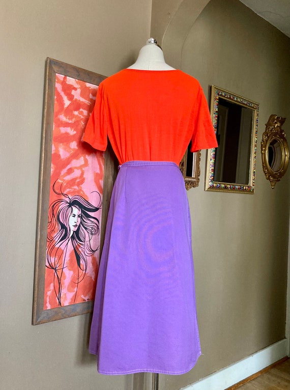 Vintage 70s Purple Pamela Roberts Wrap Skirt with Whi… - Gem