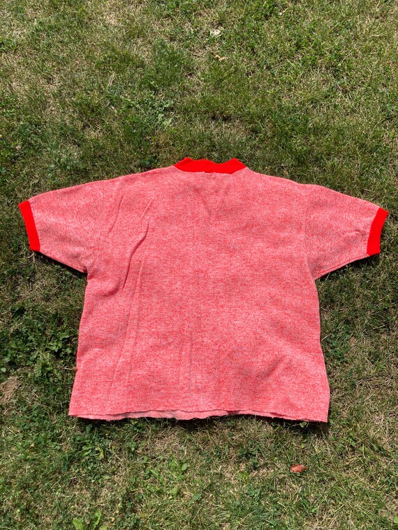 Vintage 60s Distressed Heather Red Short Sleeve P… - image 8