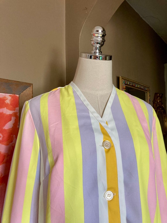 Vintage 70s Neon Rainbow Striped Russ Blazer / 70… - image 3