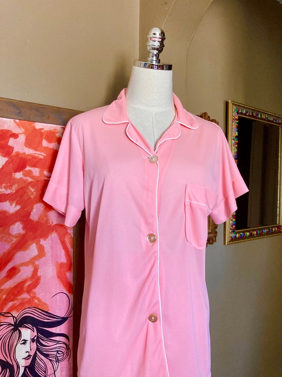 Vintage 60s Pink Nylon Kmart Pajama Set / 60s Pin… - image 3