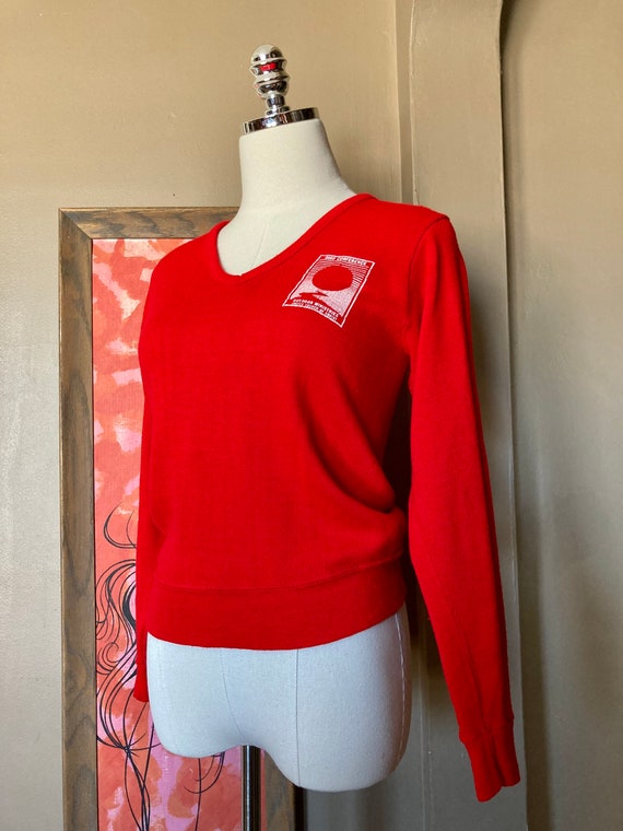 Vintage 70s Red Pullover Sweater / 70s Red Ohio C… - image 2