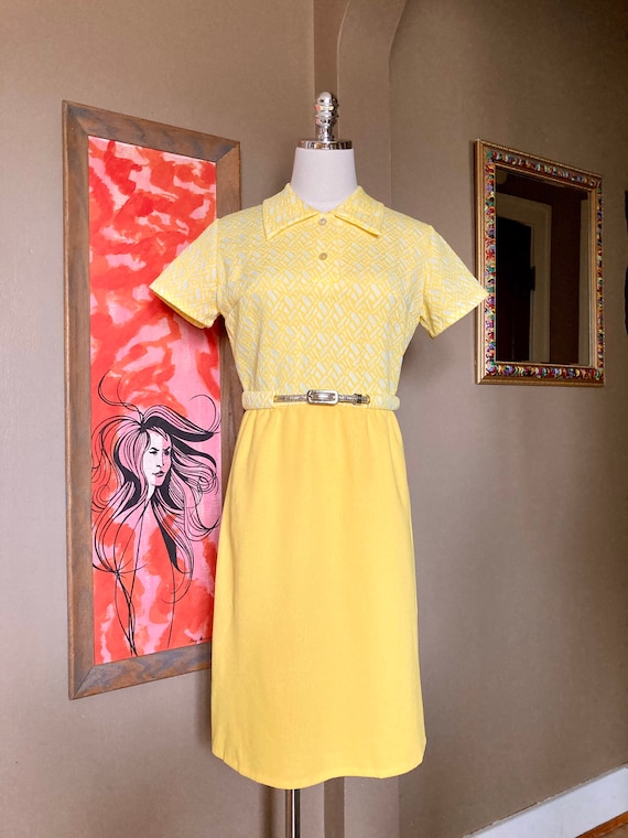 Vintage 60s Mod Yellow Shirt Dress / Vintage 60s … - image 6