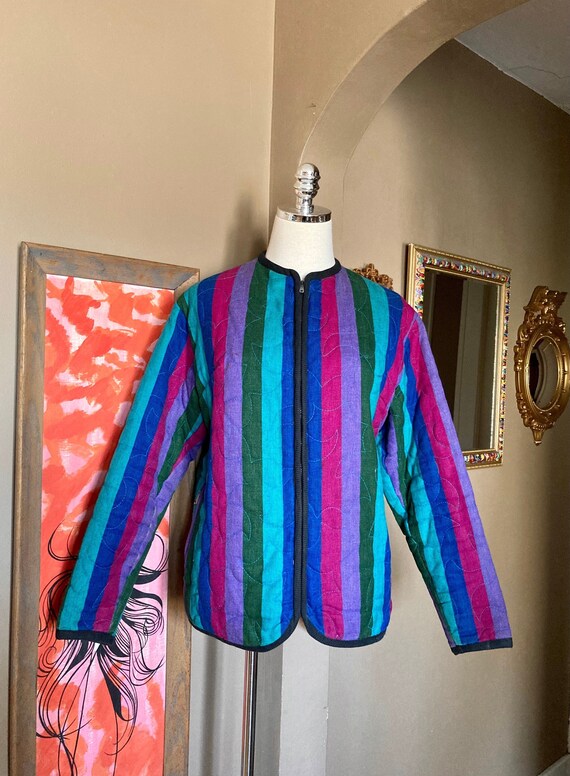 Rare Vintage 60s Mod BRIGHT Striped Color Block Q… - image 8