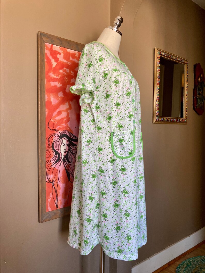 Vintage 80/90s Cottagecore Floral Nightgown / Vintage Green Floral Nightgown / Vintage Cottagecore Nightgown image 5