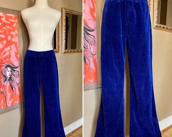 Vintage 70s Soft Deep Blue Sears Corduroy Pants / Vintage 70s Blue Cords / Vintage Blue Corduroy Pants 31X28