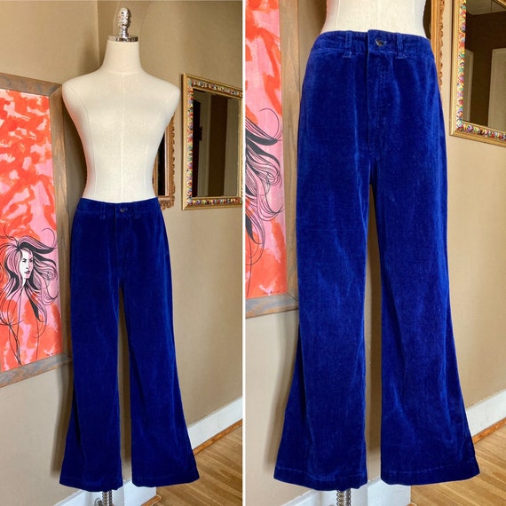 Vintage 70s Soft Deep Blue Sears Corduroy Pants / Vintage 70s Blue
