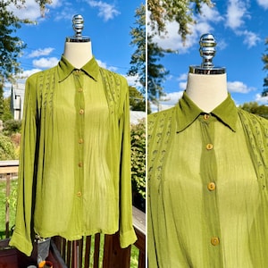 トップス digne / sheer shirt - moss green sheer shirt - moss green