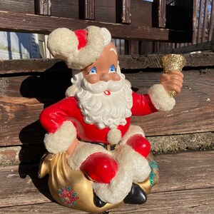 LARGE Vintage Atlantic Mold Glitzy Santa Music Box Statue / Vintage Ceramic Atlantic Santa Music Box / Music Box Does Not Work!