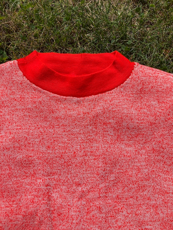 Vintage 60s Distressed Heather Red Short Sleeve P… - image 2